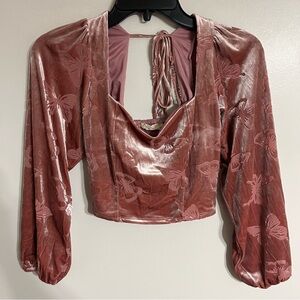 Women’s Altar’d State Fairycore 90s Velvet Long Sleeve Crop Top Womens Size‎ XS